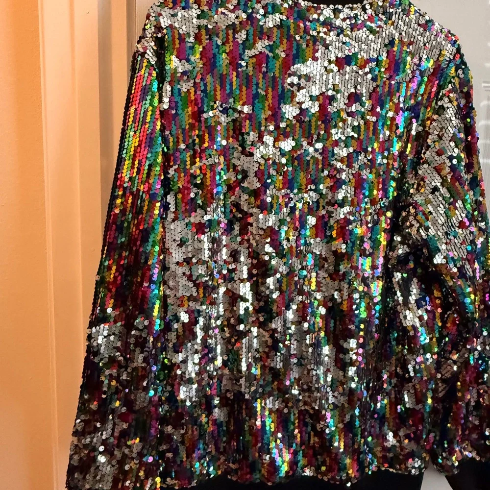 EUC Multicolor Sequin Bomber Jacket - Picture 3 of 4